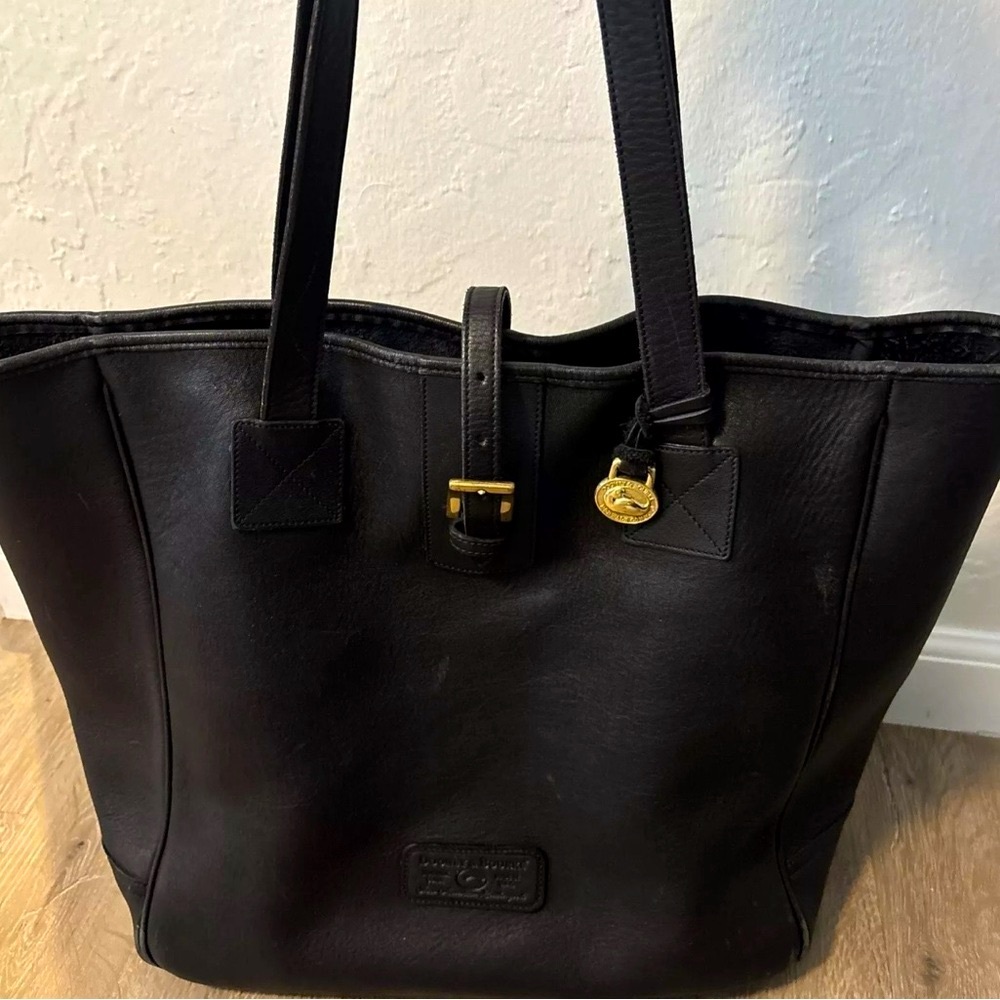 Dooney & Bourke Black Leather Tote with Gold Hardware